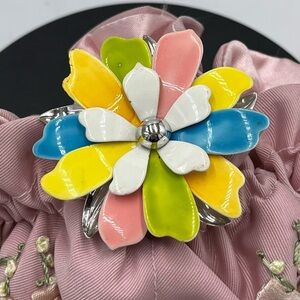 SARAH COVENTRY Vintage Enamel Colorful Flower “Pastel Petals”‎ 3D Pin Brooch